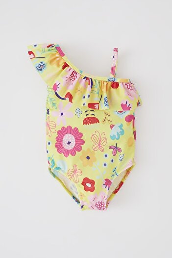 DeFacto Baby Girl Patterned One Shoulder Swimsuit