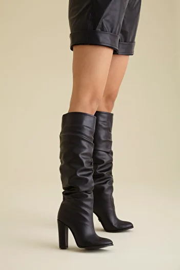 AYAKKABI PRENSİ Cizme Belower Bellows Negru Mat 10 Cm Cizme Damă, Tocuri Înalte
