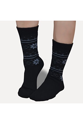 STEPPE BERRY 2 Pairs Women's Authentic Snow Pattern Towel Socks