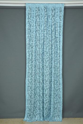 AKÇA TEKSTİL Sultan 2 Model Blue Color Single Wing Ready-made Planted Pleated Background Curtain 75*260 Cm