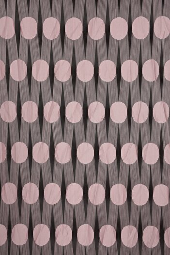 AKÇA TEKSTİL Large Polka Dot Model Pink Color Rope Curtain Ready Rope Curtain 300*270