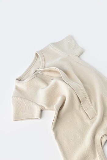 BabyCosy Organic Short Sleeve Jumpsuit Cream - Csyw1012 - Rebebe