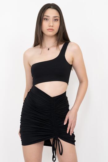 Soyo Women's One-Shoulder Low-cut Adjustable Gathered Dress