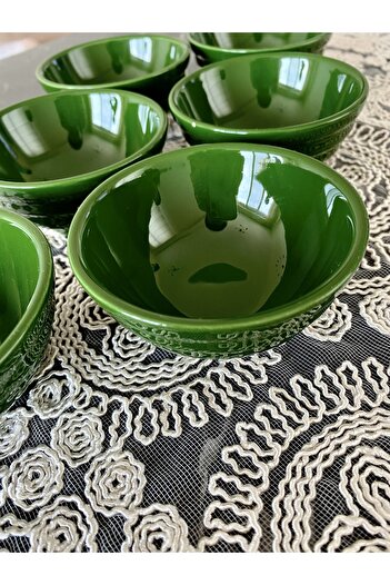 Yiğit Seramik Züccaciye Green 6-Piece Mini Sauce Bowl