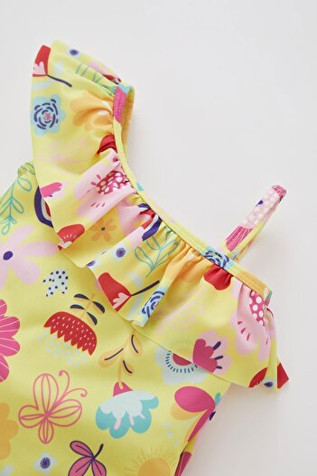 DeFacto Baby Girl Patterned One Shoulder Swimsuit