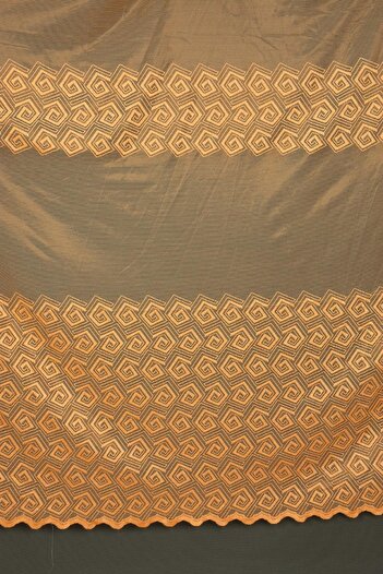 AKÇA TEKSTİL Geometric Gold Single Wing Sewn Pleated Curtain - 300*260 Cm