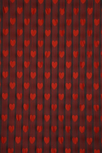 AKÇA TEKSTİL Red Color Heart United String Curtain - Ready, 300*270