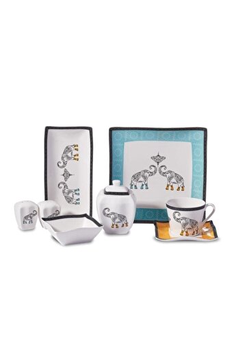 KORKMAZ A8584 Link Collection Square Breakfast Set 28 Pieces