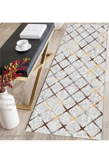 ALgorand Home Modern Washable Roller Runner with Non-Slip Base - Brown