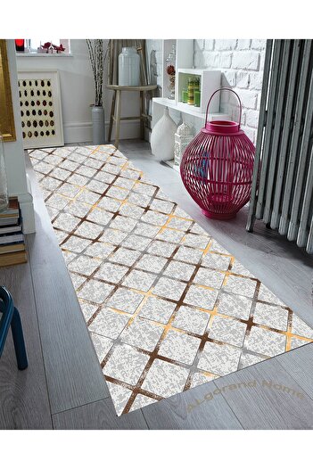 ALgorand Home Modern Washable Roller Runner with Non-Slip Base - Brown