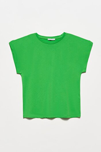 Dilvin 3504 Crew Neck Combed T-shirt - Ανοιχτό πράσινο