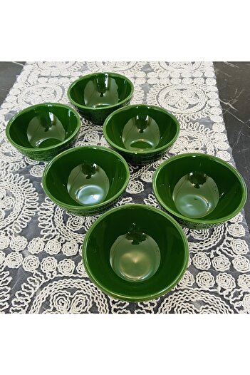 Yiğit Seramik Züccaciye Green 6-Piece Mini Sauce Bowl