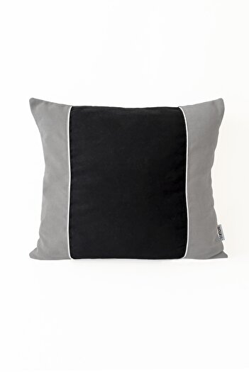 RİTMOHOME Plain Scandinavian Plain Throw Pillow Cover with Piping Black Gray