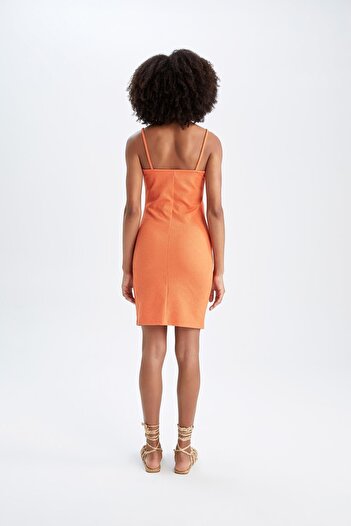 DeFacto Bodycon Askılı Midi Örme Elbise
