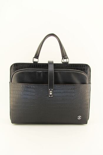 HNB Unisex Μαύρο Κροκόδειλο 15 & 15,6 ιντσών Χαρτοφύλακας Laptop Lawyer Τσάντα