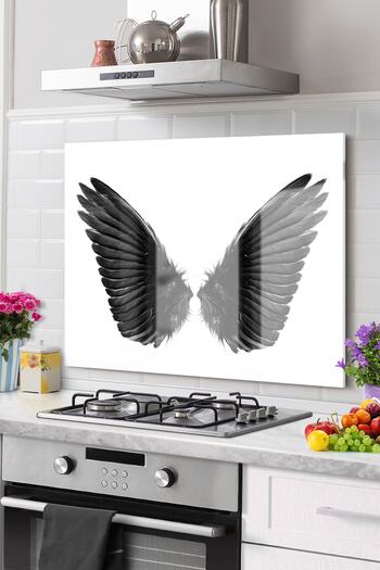 Olinpa Premium Kitchen Glass Stove Back Protector Countertop Built-In Back Protector 50X60Cm |   Angel Wing