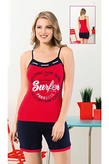 Altınay Red Surfer Women's Shorts Set 2125