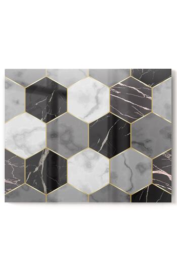 Olinpa Premium Kitchen Glass Stove Back Protector Countertop Built-In Back Protector |   Marble Geometric