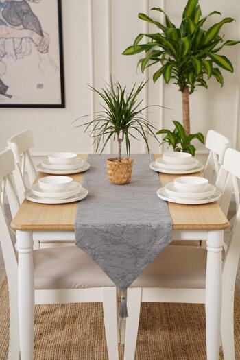 TOSHE 35cm X 150cm Gray Runner, Decorative Runner, Patterned Runner