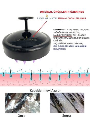 LAND OF MYTH Yumuşak Silikon Dişli Saç Derisi Masaj Şampuan Duş Fırçası Yetişkin Çocuk Evcil Hayvn Için - Siyah