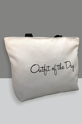 AGOÇANTA Gray Cotton Fabric Beach Bag