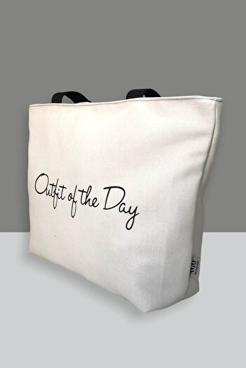 AGOÇANTA Gray Cotton Fabric Beach Bag