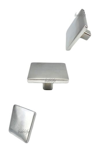 bablife 5 Pieces Chrome Square Knob - 4cm X 4cm Metal Luxury Drawer Cabinet Furniture Handles