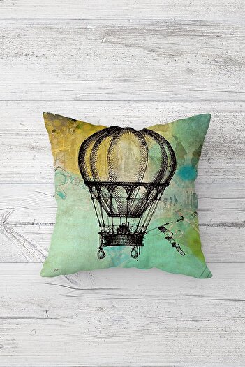 on the clouds Flying Balloon Patterned One Side Printed Hidden Zipper Pillow Case Throw Pillow Sofa Pillow Case