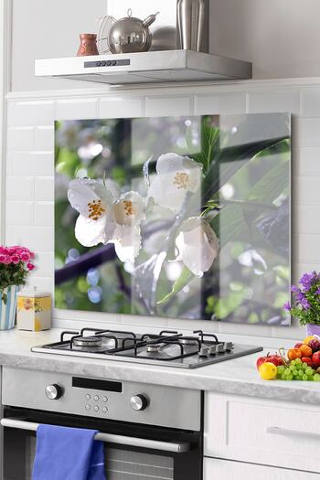 Olinpa Premium Kitchen Glass Stove Back Protector Countertop Built-In Back Protector 50X76Cm |   Flower Narcissus