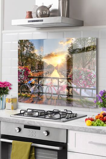 Olinpa Premium Kitchen Glass Stove Back Protector Countertop Built-In Back Protector 50X60Cm |   Landscape