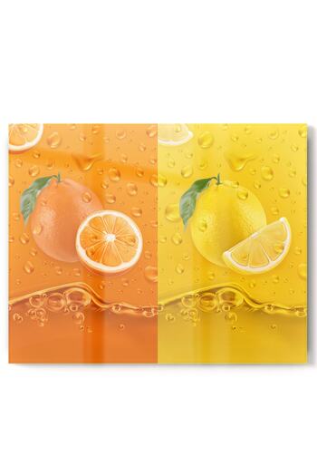 Olinpa Premium Kitchen Glass Stove Back Protector Countertop Built-In Back Protector |   Orange Lemon