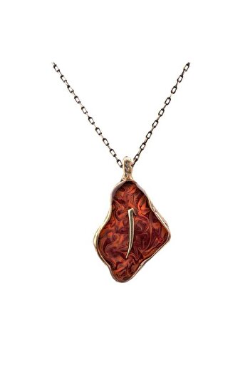Hayrat Neşriyat Elif Handcrafted Authentic Necklace - Marbled and Cevşen Pattern (1767-6)
