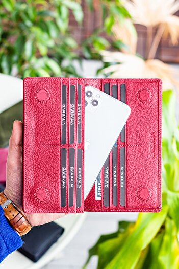 Garbalia Hamburg Genuine Leather Dusty Rose Portfolio Wallet with Handle and Magnetic Phone Compartment
