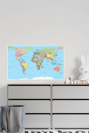 efekt reklam Children's Room English World Map 70x100 Canvas Print