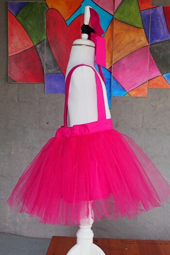 Shecco Babba Fuchsia Girl's Tutu Dress Bandana Set 1-10 Years Old Birthday Dress