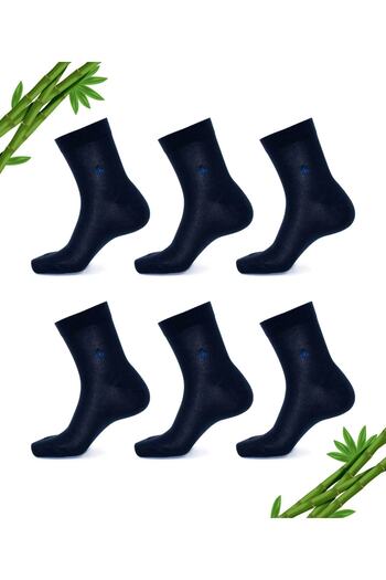 DAYCO Premium Summer Navy Blue Color Seamless Men's Bamboo Half Socks Set of 6