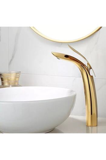 Fause High Bowl Sink Faucet Leaf Gold Gold Ksl103-g