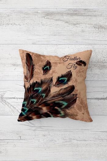 on the clouds Brown Feather One Side Printed Hidden Zipper Pillow Case Throw Pillow Seat Pillow Case