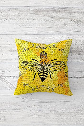 on the clouds Bee Patterned One Side Printed Hidden Zipper Pillow Case Throw Pillow Sofa Pillow Case