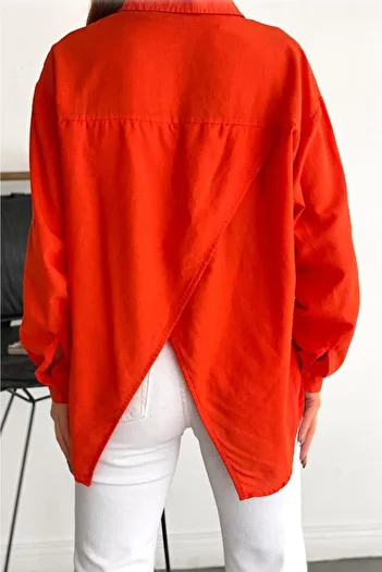 FEMELLE Women's Thin Summer 100% Cotton Shirt with Window on the Back
