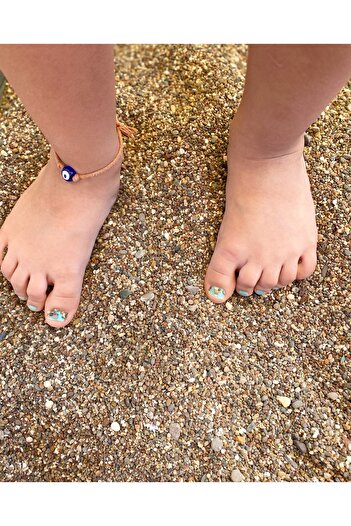 TAKI BY EKİN Glass Evil Eye Beaded, Brown String, Baby/Child Anklet