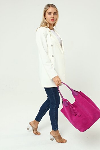 Ysmn Genuine Leather Suede Women's Shoulder Bag - Tassel Detailed, Two Handles Yc011969hsd
