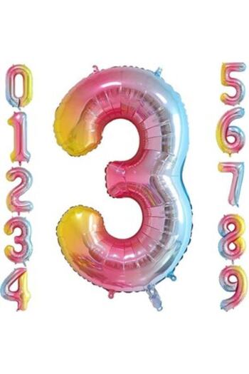 Çılgıntrend Number Rainbow Foil Balloon 34'' Inc 76 Cm