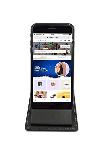 SEDEF SİLVER Desktop Artificial Leather Phone Holder Stand Mobile Phone Holder