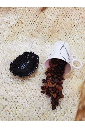 E.M.S AVM 6 Pieces Black Oyster Coffee Side Presentation Bowl Sugar Bowl Turkish Delight Bowl Length: 7 cm Width: 5 cm