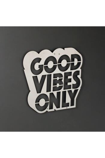 Colorfull Worlds Decor de perete din metal „Good Vibes Only”, interior modern pentru casă și birou