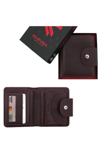 Eminsa Women's Burgundy Genuine Leather Women's Wallet