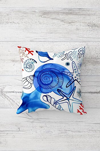 on the clouds Blue Seashells One Side Printed Hidden Zipper Pillowcase Throw Pillow Seat Pillow Case