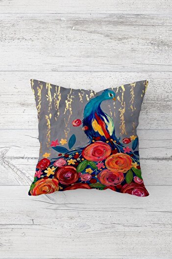 on the clouds Flowers and Bird Pattern One Side Print Hidden Zipper Pillow Case Throw Pillow Sofa Pillow Case