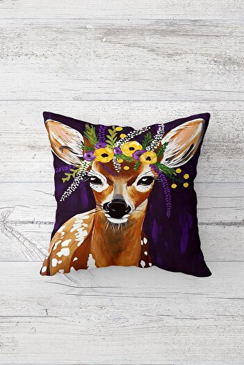 on the clouds Floral Gazelle One Side Printed Hidden Zipper Pillow Case Throw Pillow Sofa Pillow Case